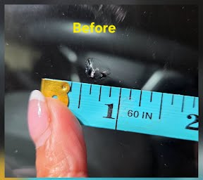 Windshield chip with star fracture pattern before repair — Anna, TX