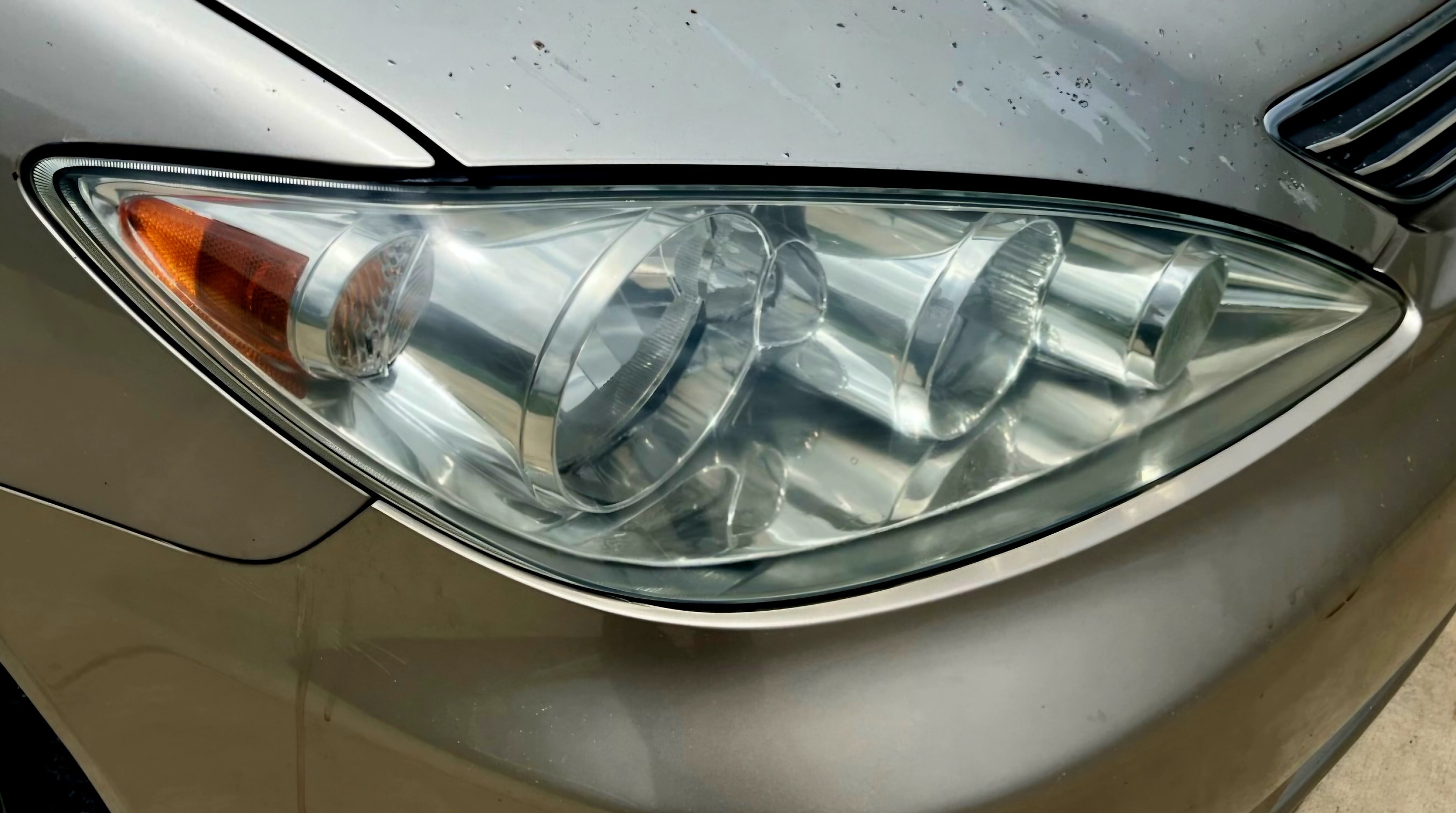 Clear passenger side headlight after restoration