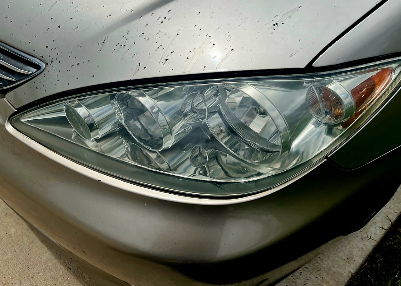 Clear driver side headlight after restoration